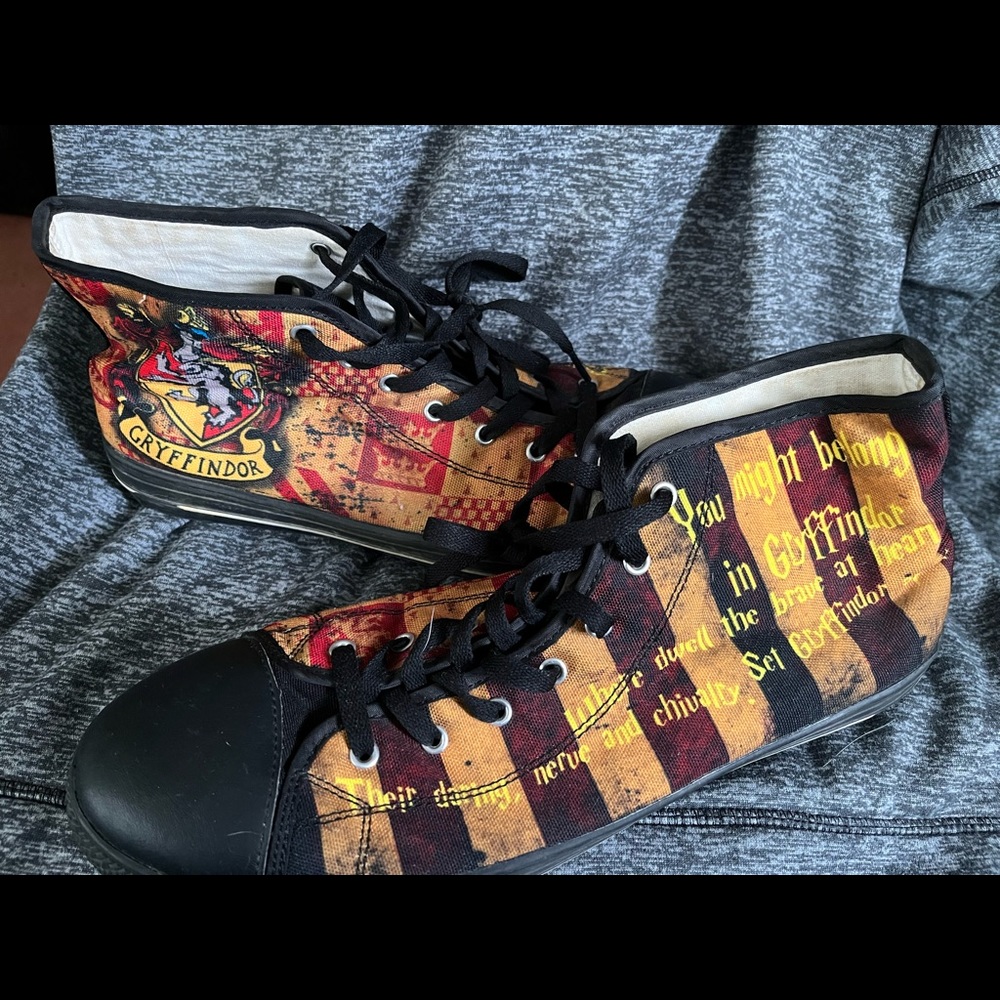 Men’s size 12 custom made Gryffindor shoes.